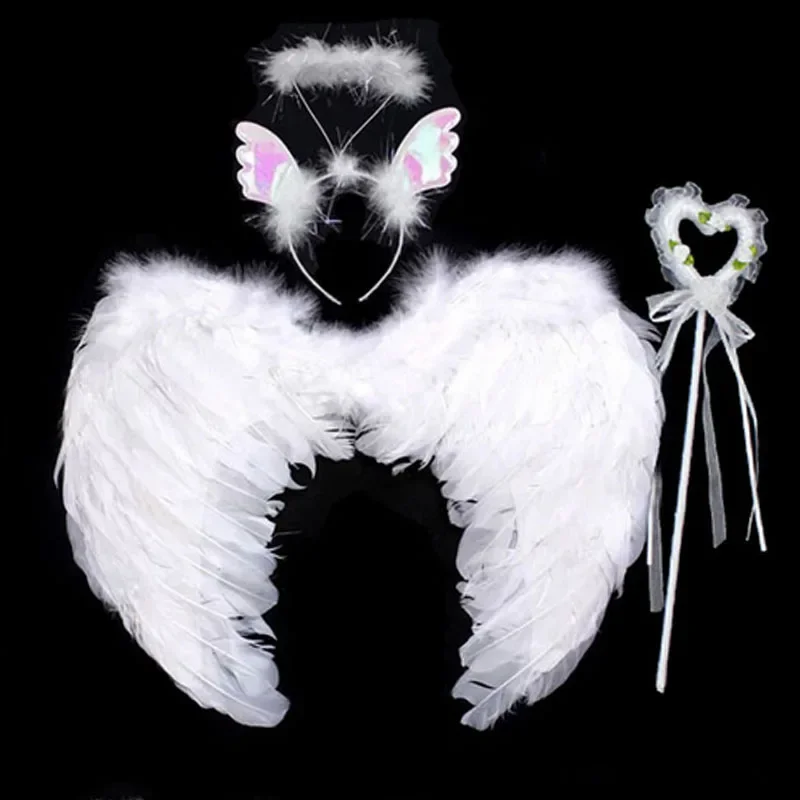 White Girls Magic Sticks Feather Angel Wings Princess  Gift Party Favors  Costume Cosplay Birthday     Halloween