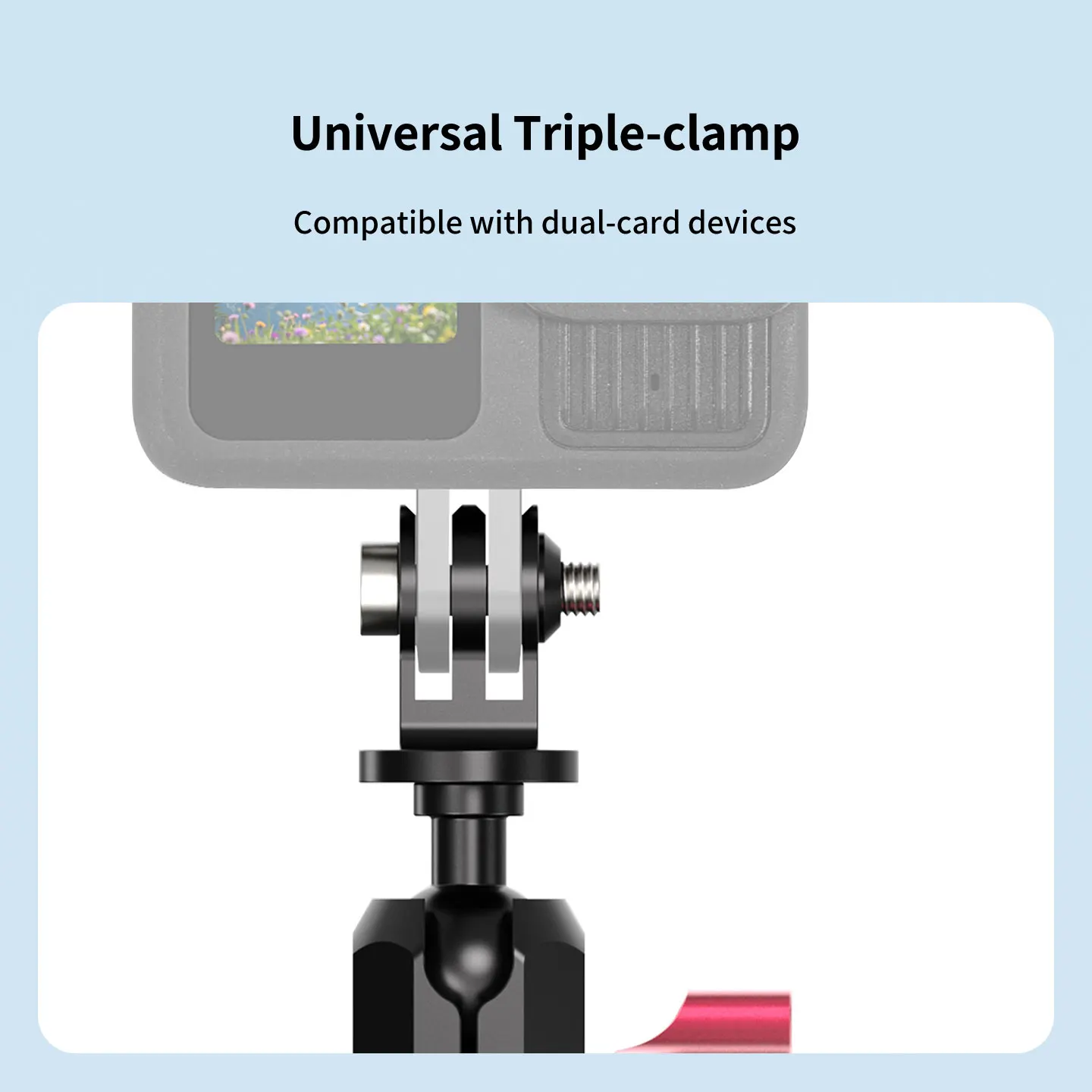 Aluminium-Action-Kamera-Halterung 2kg Traglast 3-Punkt-Adapter 17mm Kugelkopfklemme für GoPro Insta360 DJI OSMO Motorrad Fahrrad Stativ – Detail 8