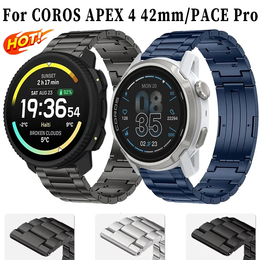 20/22mm Titanium Metal Band For COROS APEX 4 42mm/PACE 4 Pro CMF Watch 3 Pro Quick-release Wristband Suunto Vertical 2/Race 2-S