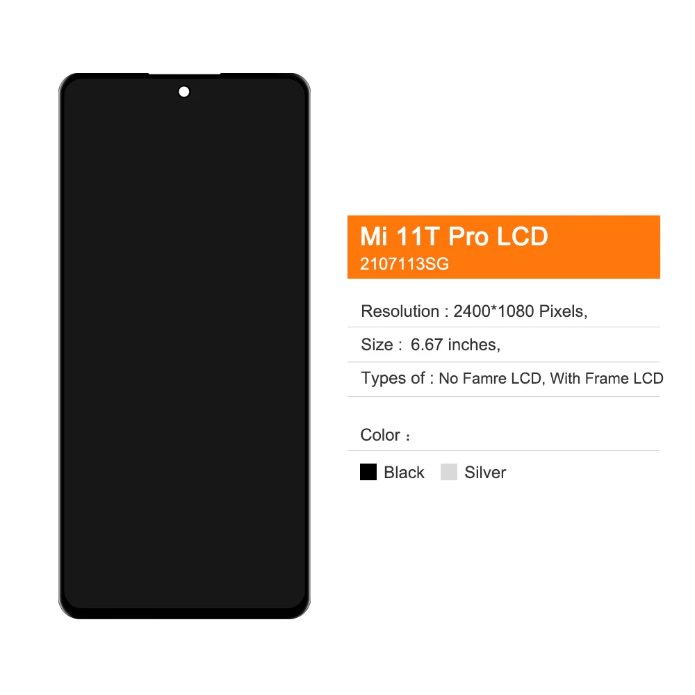 Testato al 100% 6.67 "per Xiaomi Mi 11T Pro LCD 2107113SG Display Touch Screen Digitizer Assembly per Xiaomi 11T sostituzione dello schermo