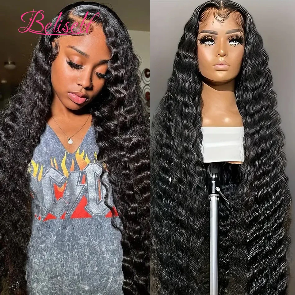 Loose Deep Wave Lace Frontal Wig 30 Inch  Brazilian Remy Hair Wigs With Natural Hairline For Black Woman Beliself