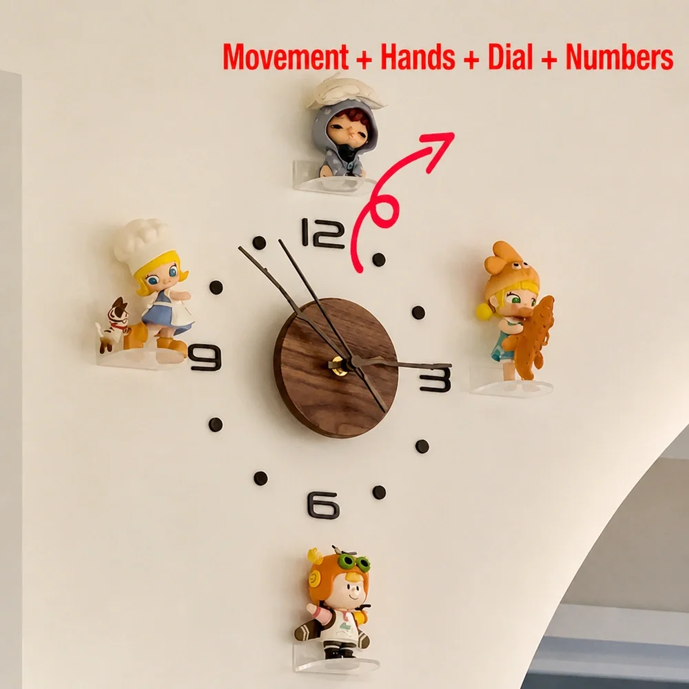 Creative Cartoon Pencil Crayon Silent Quartz Clock Movement with Metal Hands Set DIY Wall Clock Repair Parts Kids Room Decor