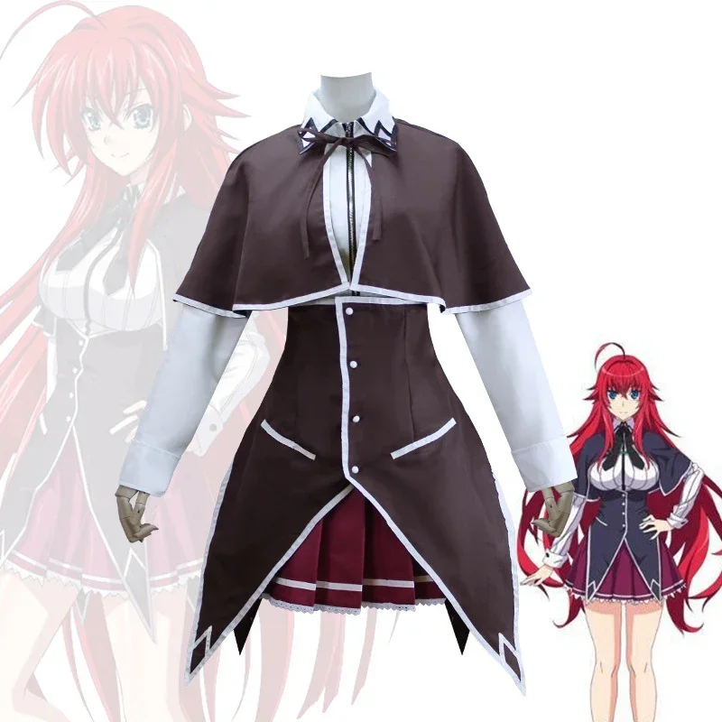 Disfraz de Anime de escuela secundaria D×D Rias Gremory, uniforme, traje de mujer, capa, falda superior, disfraz de fiesta de Halloween #   1 #   W.