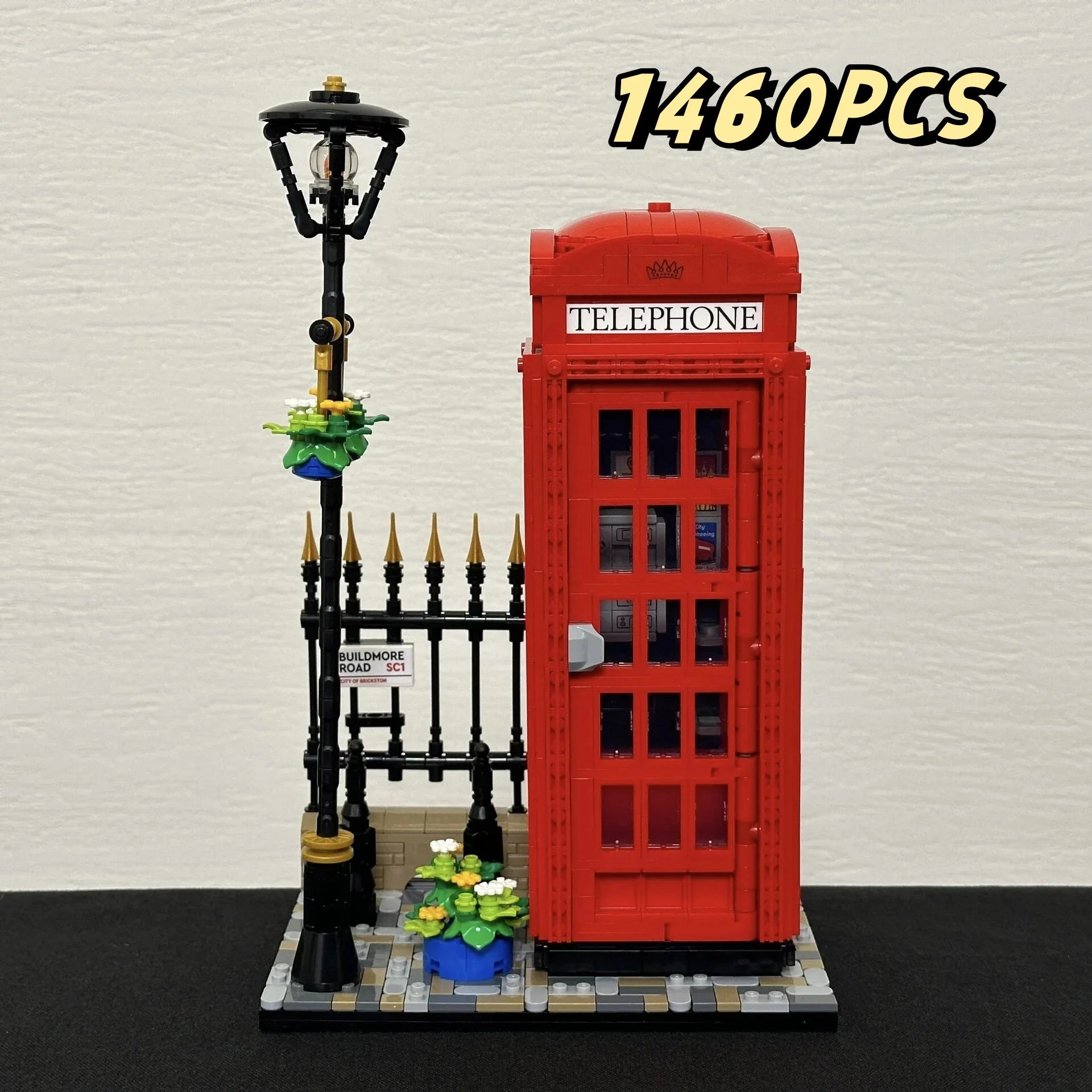 1460Pcs City Classic Red London Telephone Box Building Blocks Compatible with 21347 landmark Bricks Toys for Kids Birthday Gifts