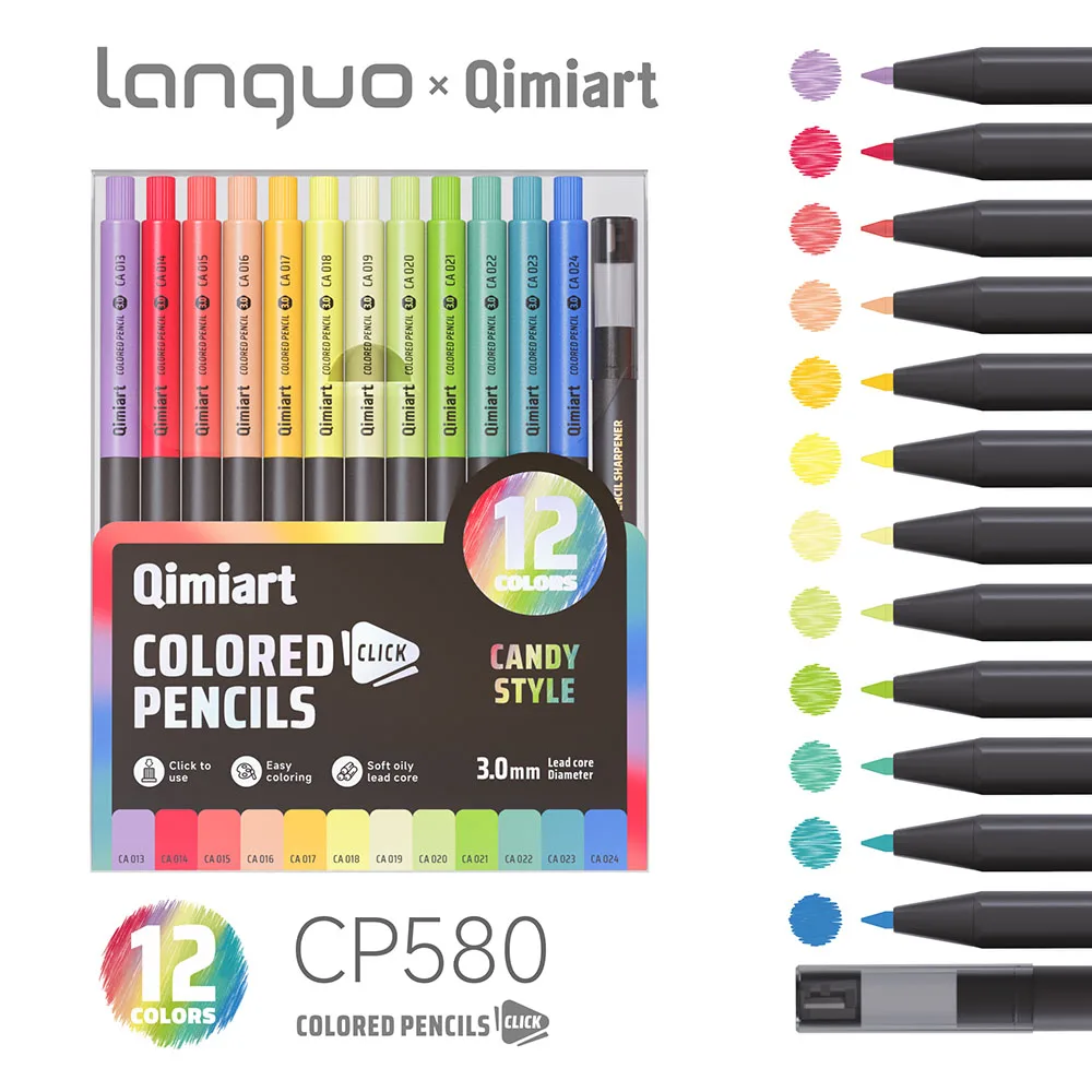Languo 12/96 Farben Klick-Buntstifte 3,0mm Ölbasierte Weichkernstifte zum Zeichnen, Skizzieren, Malen für Malbücher und Kunstbedarf – Detail 27