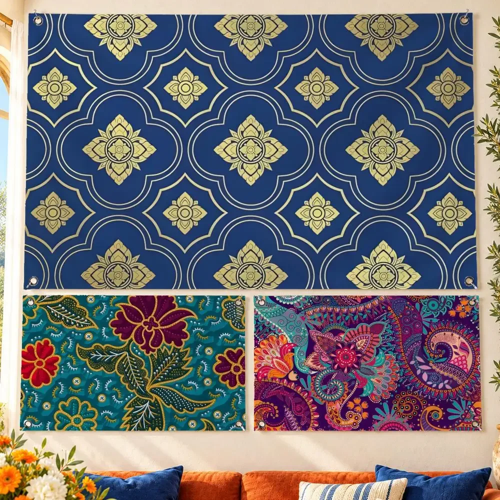 Indonesia Batik Flags Aesthetic Room Decor Wall Hanging For Bedroom Dorm Gaming Room And Parties