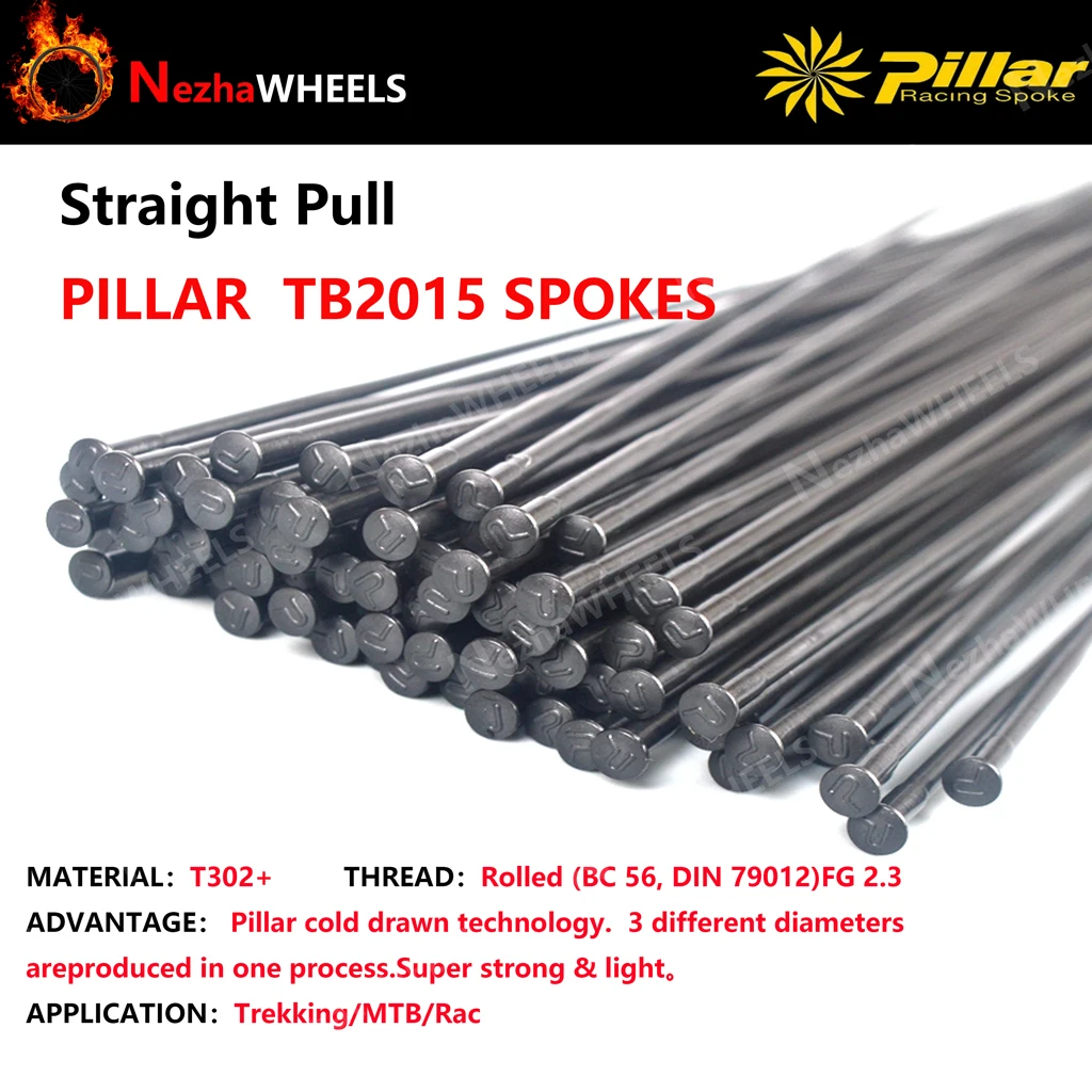 12 Uds. Pilar súper ligero PSR TB2015 radios de bicicleta 14G rayos de tracción rectos redondos piezas de bicicleta de Triple asentamiento negro de acero inoxidable