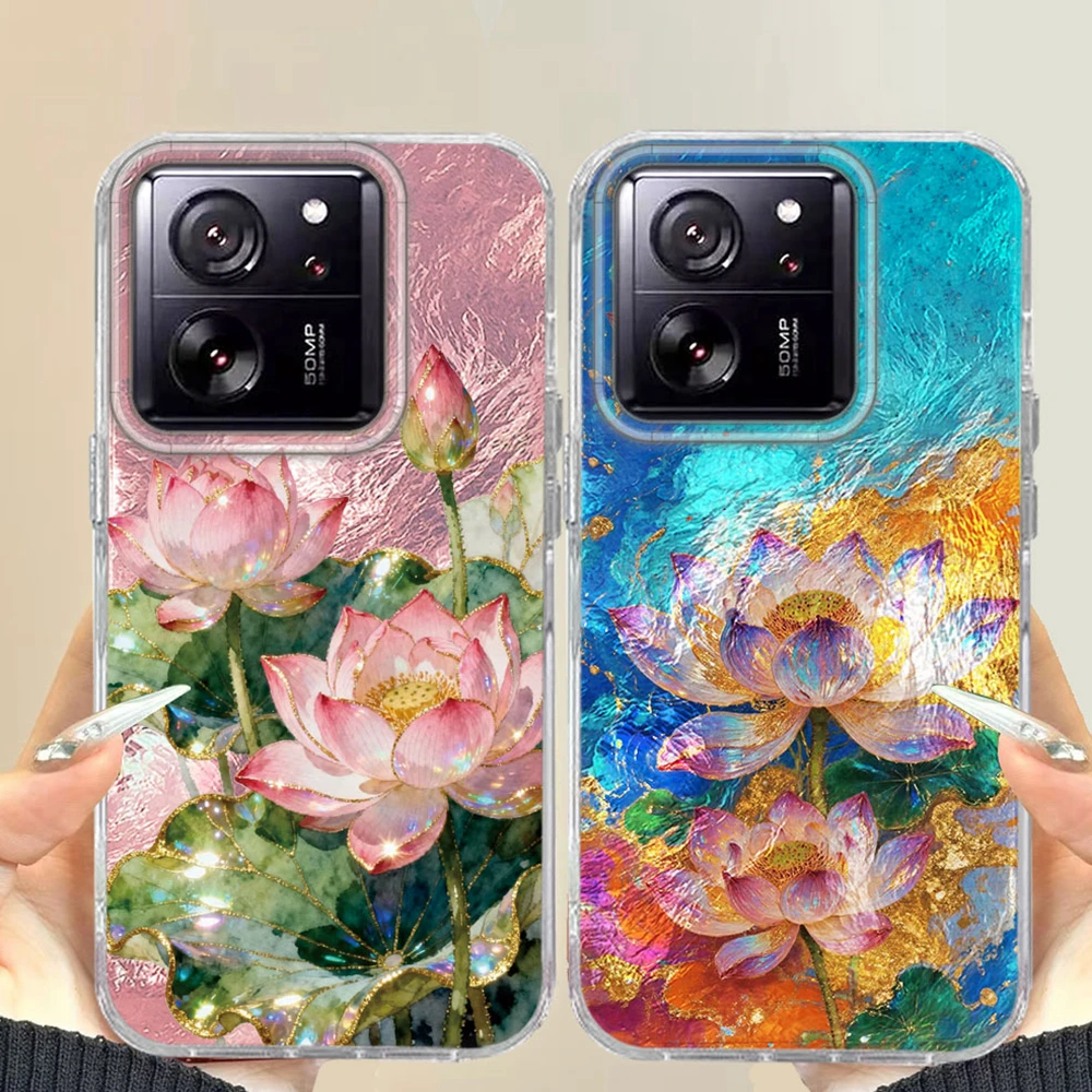 Koreanische Lotus Blume INS Mädchen Druck Frauen Für Xiaomi 13T 14T Pro 11 Lite NE Poco X5 X6 x7 M6 C65 C61 M5S Telefon Fall Shell Cover