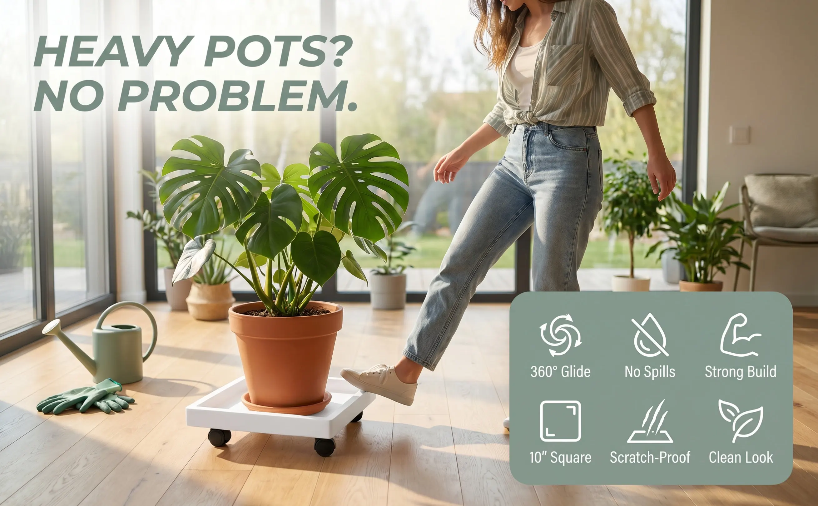 1Pcs Moveable Flowerpot Tray Universal Wheel Plant Pot Base Plate Holder Garden Indoor Plant Pot Tray Water Catcher
