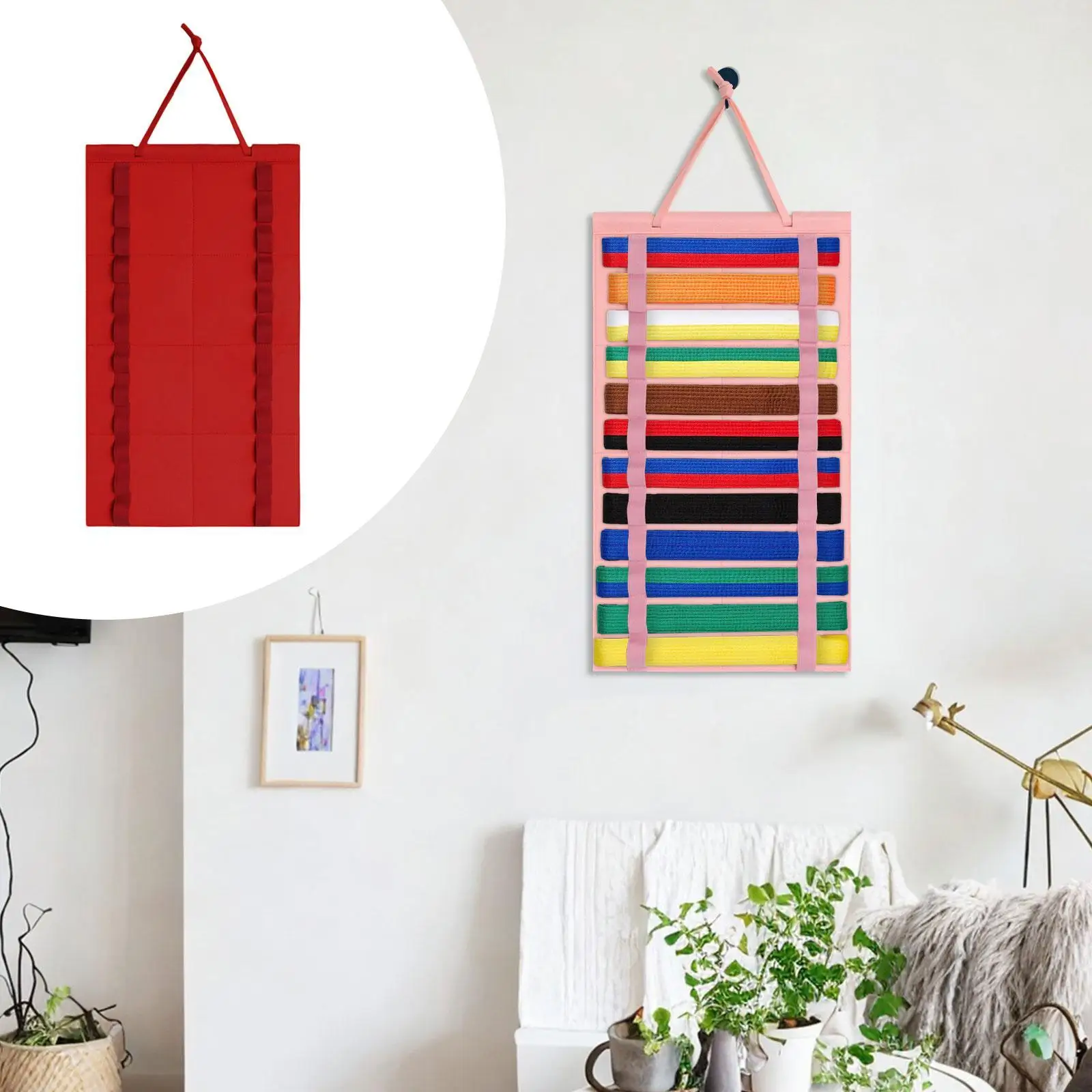 حامل عرض حزام الكاراتيه من القماش اللباد التايكوندو الملاكمة التايلاندية خفيف الوزن أنيق للبالغين مجموعة Mma منظم حزام فنون الدفاع عن النفس