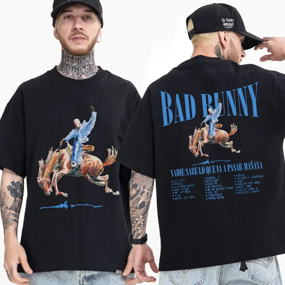 Bad Bunny Nadie Sabe Lo Que Va A Pasar Manana T Shirt Men Women's Harajuku Aesthetic Graphic Printed T-shirt Streetwear Clothing