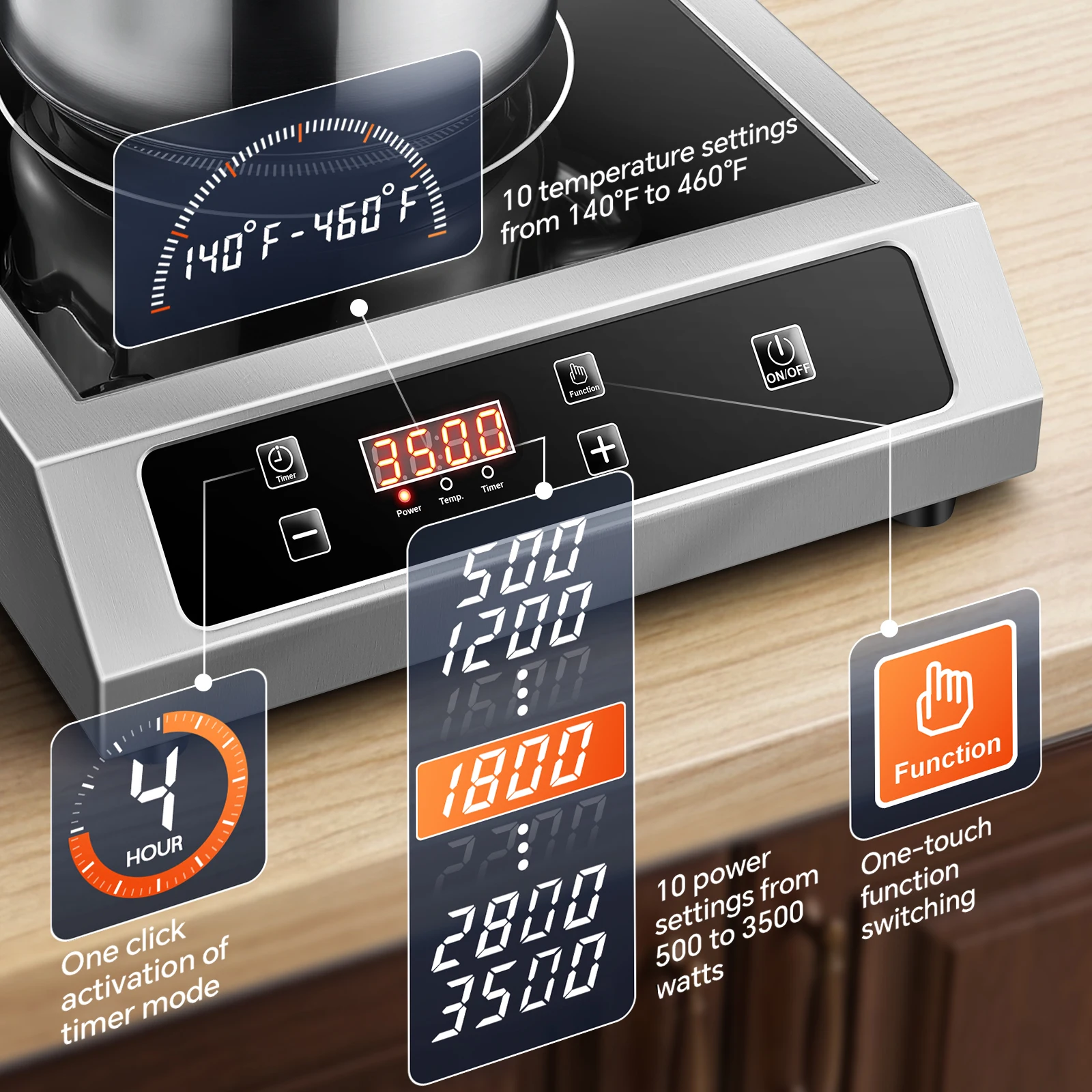 3500W Commercial Induction Cooktop 4
