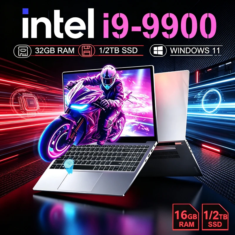 2026 NEW 15.6 Inch Windows 11 Pro Laptops Intel Core I9-9900 16GB RAM 1TB SSD Office Gamer Study Notebook Computer PC