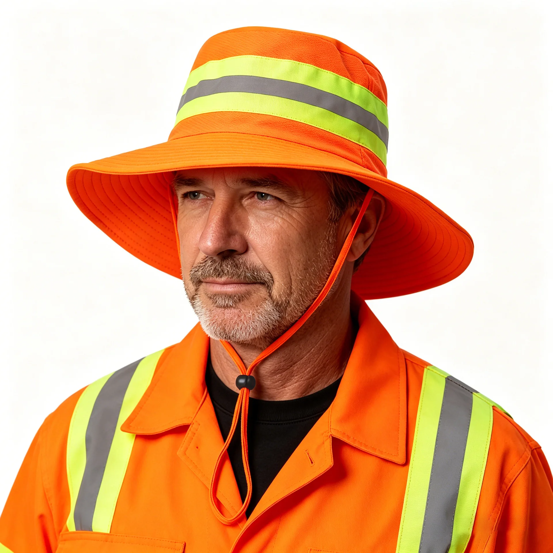 Fluorescent Sanitation Bucket Hat with Reflective Strip 2026 New Sun Protection Outdoor Work Safety Hat