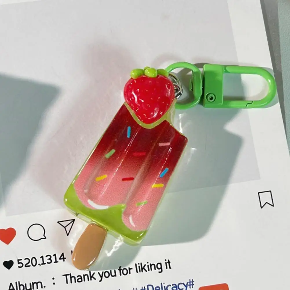 Food Replica Keychain Lightweight Resin Bag Hanger Portable Ice Cream Keychain Accessory High Simulation Summer Style Pendant