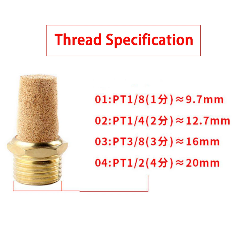 1Pcs Pneumatic Brass Flat Head Muffler 1/8 