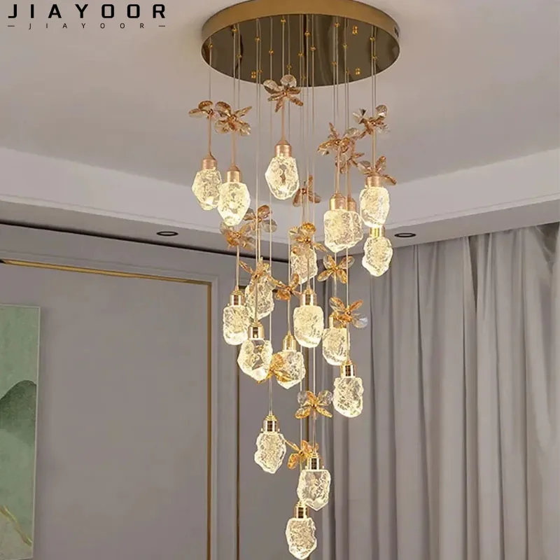 

Modern Lustre Crystal Ceiling LED Villa Attic Staircase Chandelier Home Living Room Restaurant Decoration Multi Head Chandelier