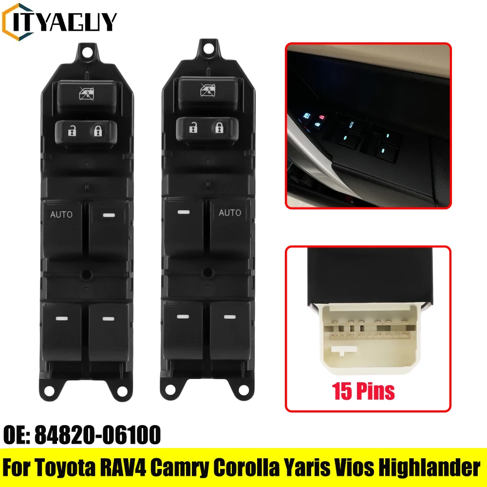 

84820-06100 8482006100 левый RHD автомобильный электрический переключатель окна, кнопка-регулятор для Toyota RAV4 Camry Corolla Yaris Vios Highlander