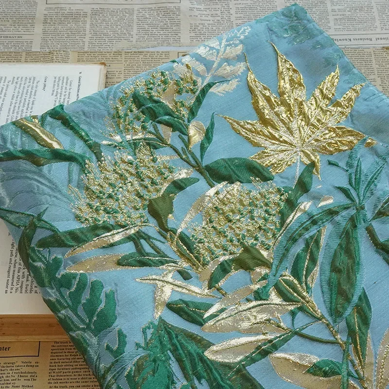 

Gold Silk Large Flower Relief Yarn Dyed Jacquard Fabric Fashion Cheongsam Dress Skirt Luggage Bag Decorative Sewing Fabric