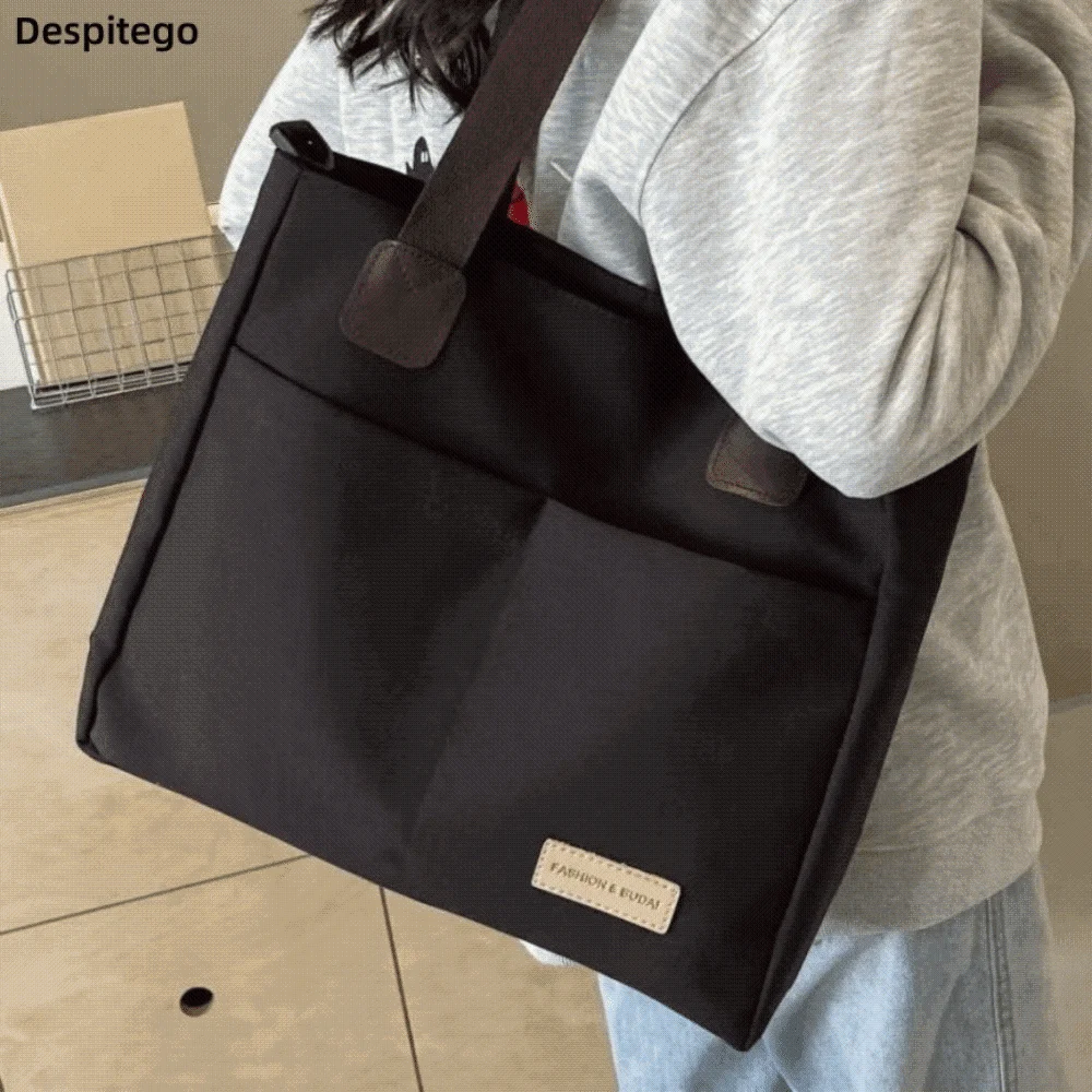 Portable Multi-Pocket Tote Bag with Shoulder Strap Polyester Travel Shoulder Bag Thickened Simple Large Capacity Bag Work