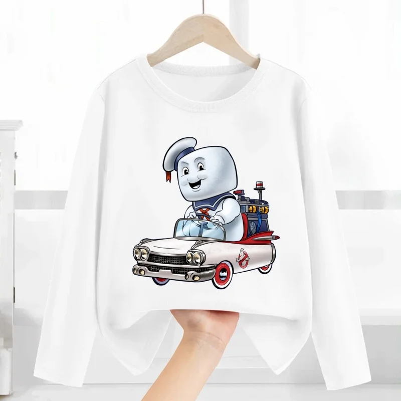 

Детская футболка с принтом Ghostbuster Stay Puft в стиле олдскул, детская одежда с героями мультфильмов, осенняя футболка с длинными рукавами для маленьких мальчиков и девочек