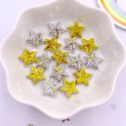 50PCS 12mm Resin Golden Silver Star Gems Flatback Rhinestone Beads Figurines Scrapbook Applique Earnail Accessories Decor Crafts