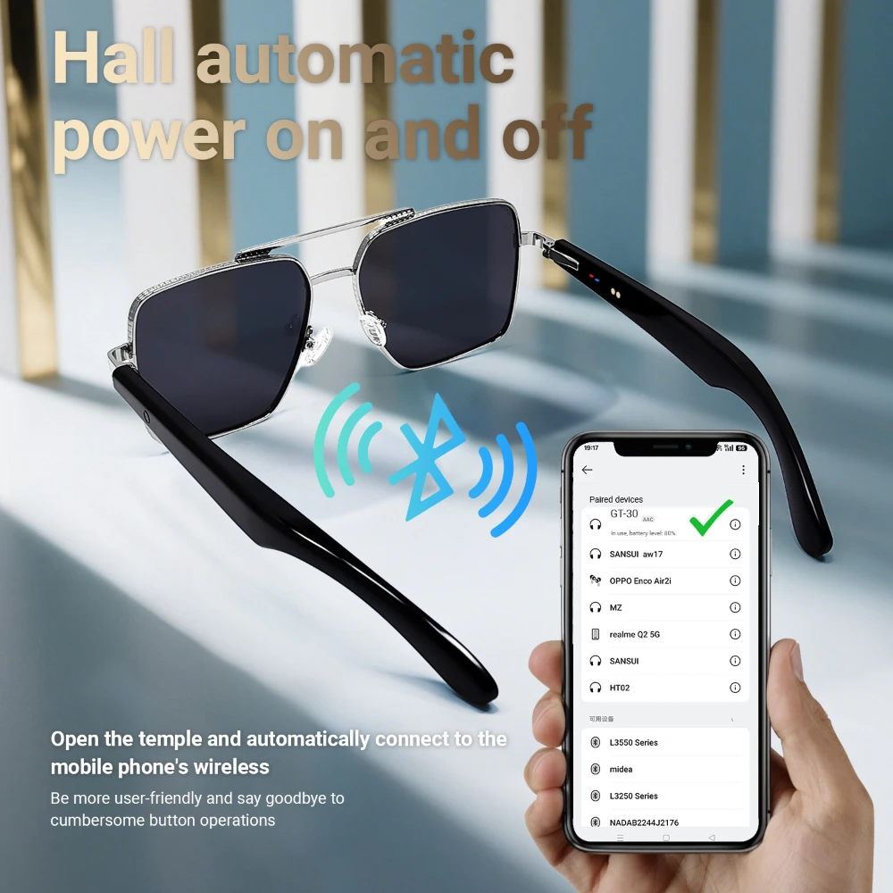 

GT-30 умные Bluetooth-очки, спортивные очки, солнцезащитные очки для перевода, голосовой пульт дистанционного управления, музыкальные очки, водонепроницаемые очки