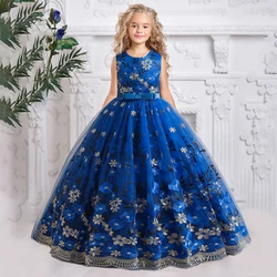 Teen Flower Girl Christmas Dress Children Long Bridesmaids Party Princess Dresses for Kids Pageant Evening Birthday Gown Vestido