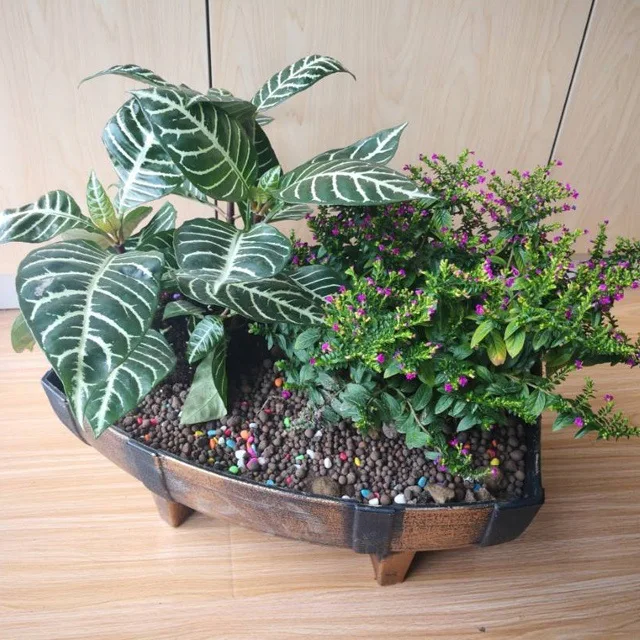 Creative Half Barrel Planter Plastic Wood Effect Flower Pot Rustic Garden Decor Outdoor Indoor Use