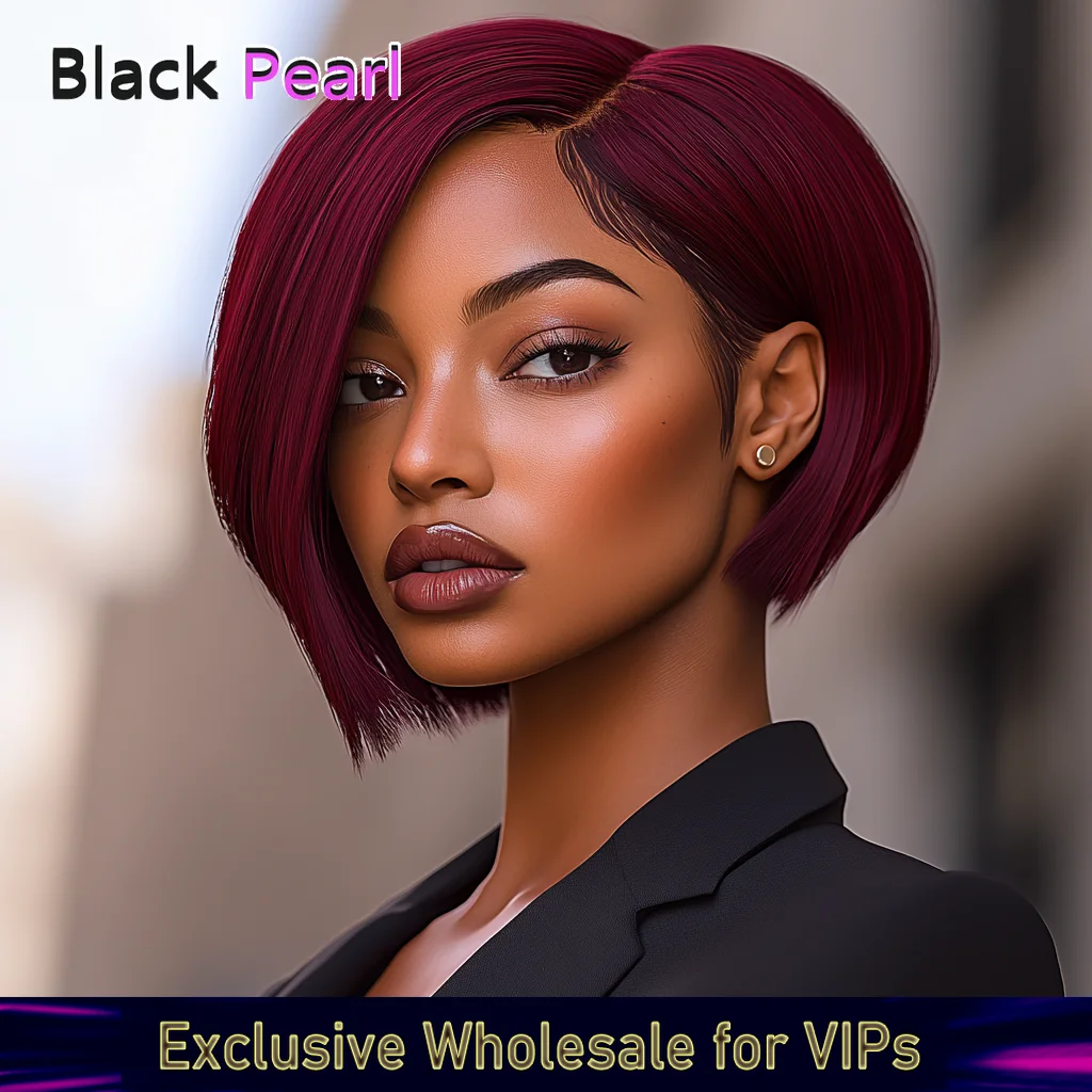 Müheloser Glam in 5 Sekunden Unbox & Go Maschinell hergestellte gerade Bob-Perücke, vorgeschnittener Bob aus Echthaar mit Babyhaar für schwarze Frauen