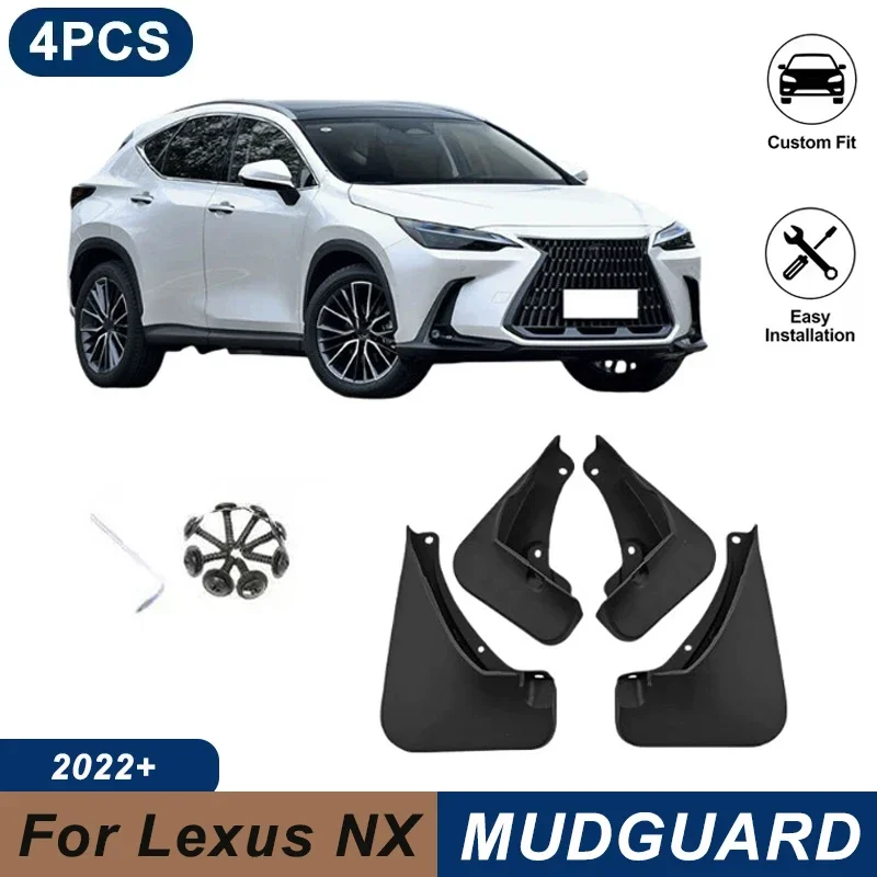 4PCS Car Mud Flaps For Lexus NX 2022+ WITH PEDAL Waterproof Anti-Splash Fender Mudguards Auto Exterior Accessories