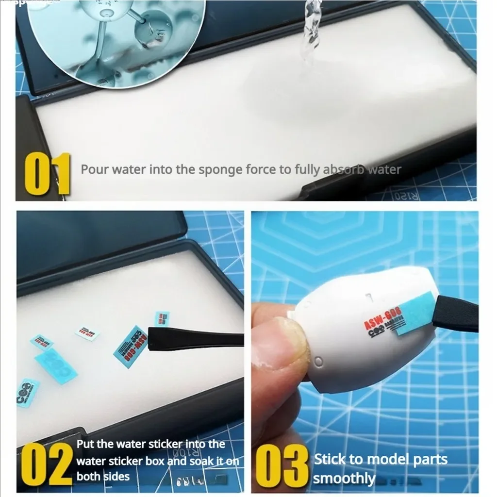 Scatola di separazione per decalcomanie per trasferimento d'acqua per modelli Gundam Assemblaggio di strumenti Gunpla Grande capacità Facile da raccogliere e separare MS-068