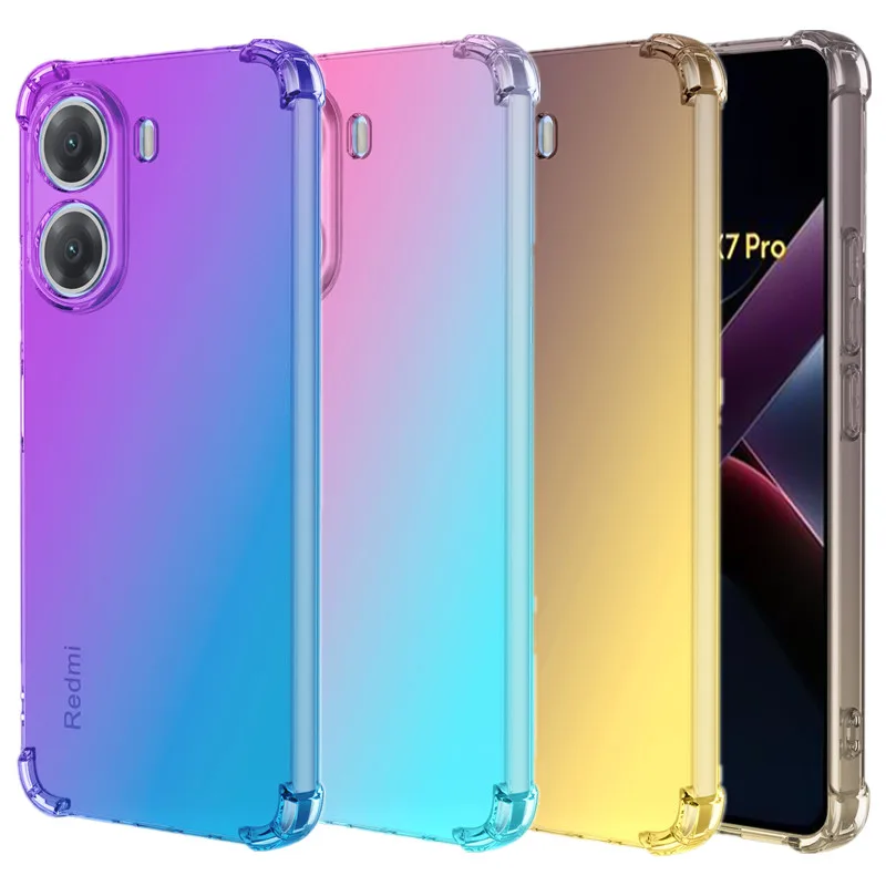 Capa Protetora Transparente Antichoque Gradiente TPU de Quatro Cantos para Xiaomi Poco X8 Pro Max