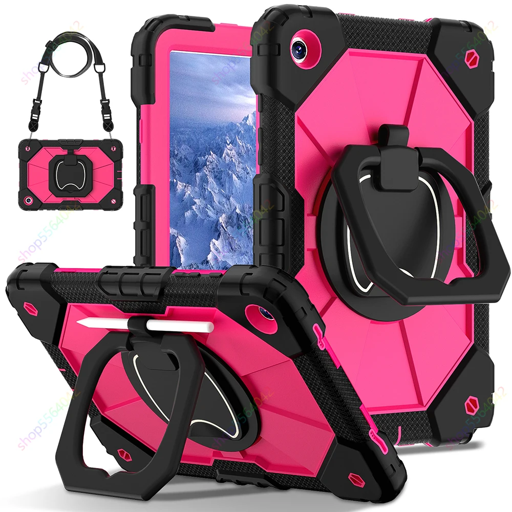 For Samsung Galaxy Tab A9 Plus Case11 Inch 2023 SM-X210/X216/X218 Shockproof Silicon PC Pull Ring Stand Shoulder Strap Cover