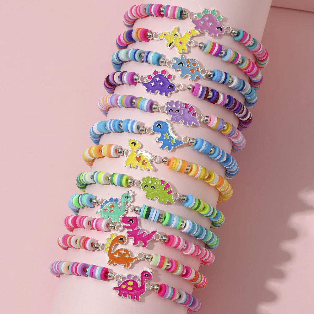 12 stks/set Eenhoorn Kat Bloem Charme Elastische Handgemaakte Kralen Armbanden voor Vrouwen Meisjes Verjaardagsfeestje Sieraden Vriendschap Cadeau