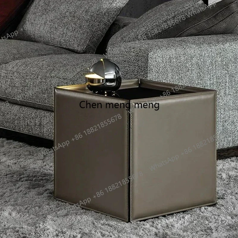 Z136Italian minimalist saddle leather edge few high-end leather living room office book and newspaper storage rack
