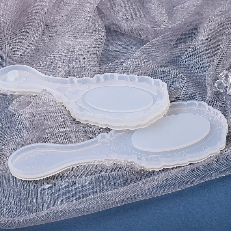 2026 diy mirror crystal silicone mold hand oval makeup mirror comb mold uv epoxy resin silicone mould for jewelry making casting
