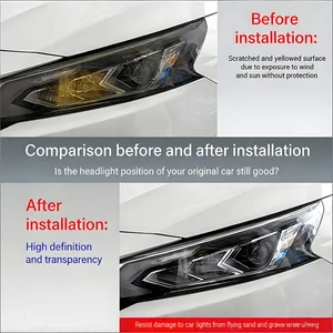Smoked black blackout film vinyl transparent TPU patch for Maserati Levante M161 2017-2021 model year car headlight protection f