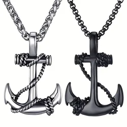 1 men's stainless steel navigation anchor pendant necklace, vintage mooring anchor pendant - durable and stylish - men's