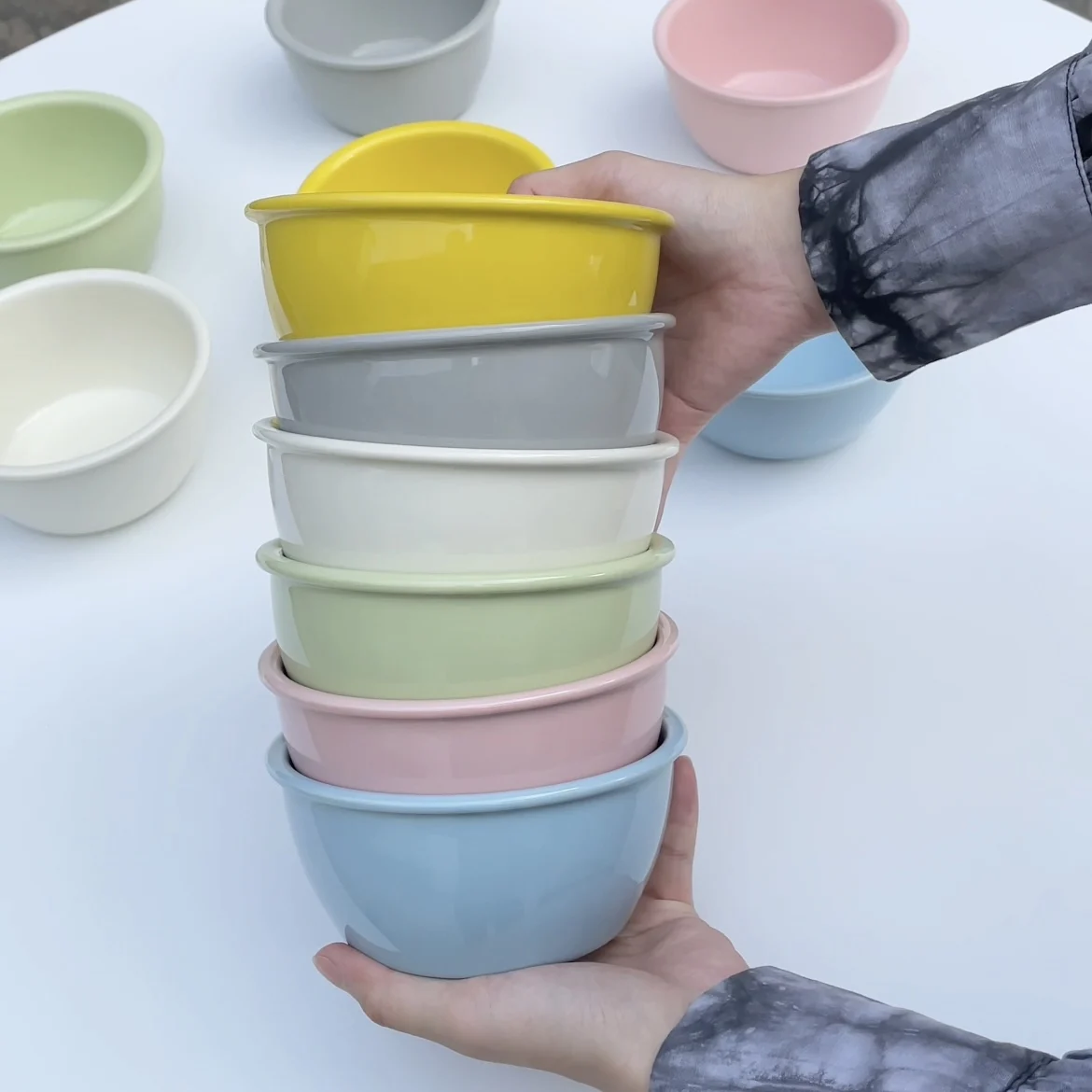 Neue Ins Sle Cry Cerc Unterglasur Glasur 48 Zoll Joghurt Schüssel Dert Schüssel Schüssel Löffel Set Porzellan Geschirr