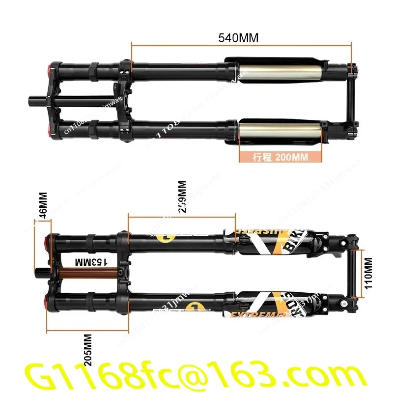 Mountain Bike Dual Shoulder Front Fork Speed Reduction Reverse Fork 26/27.5/29 Inch Off-road Shock Absorber