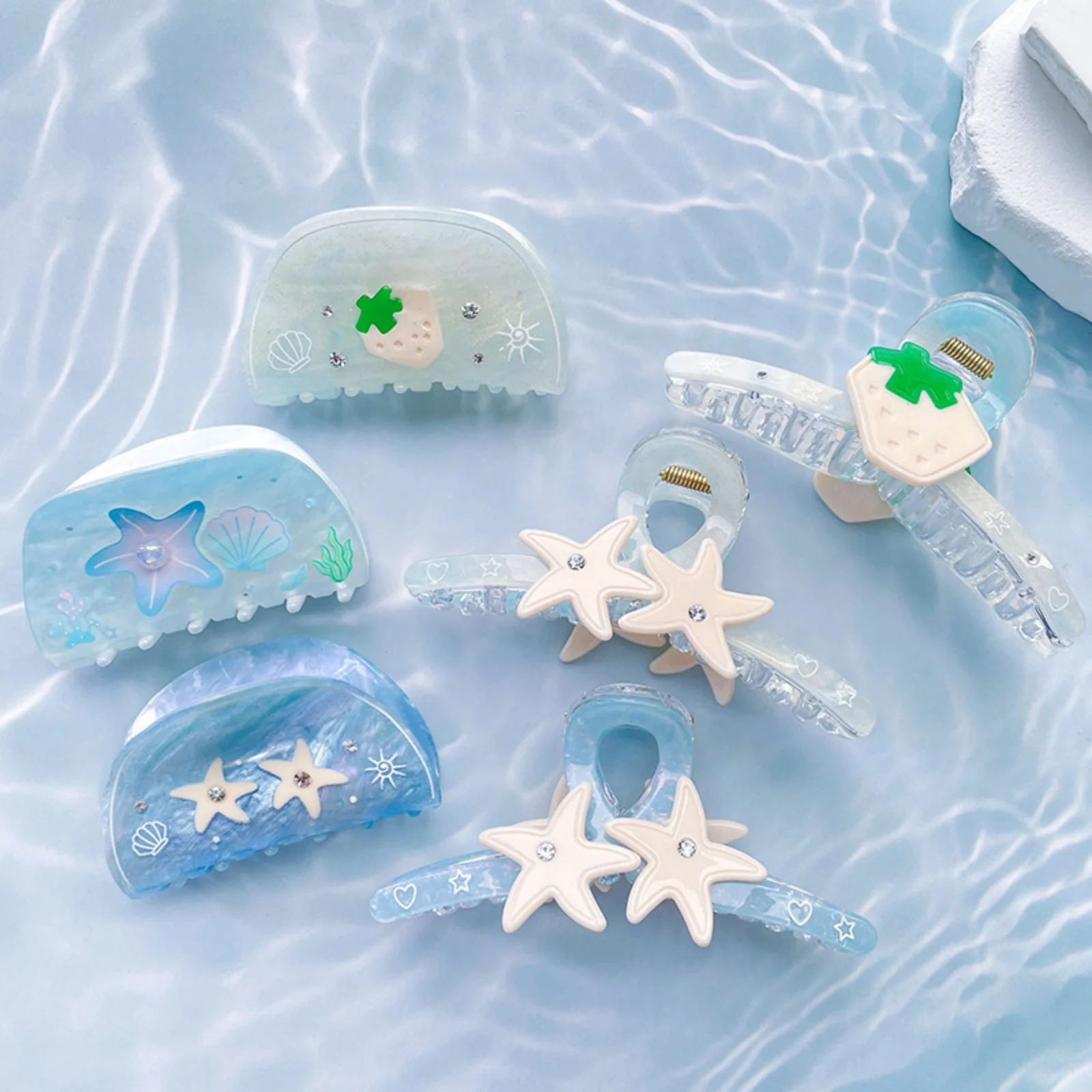 

1PC Shell & Starfish Hair Claw Clip - Niche High-end Dreamy Hair Accessory for Girls, Summer Refreshing Hair Grip for Updos