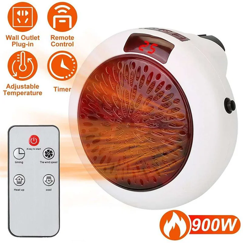 Electric Heater Portable Ptc Ceramic Hot Air Fan Household Desktop Wall Mounted Round Home Mini Appliances Winter Heater