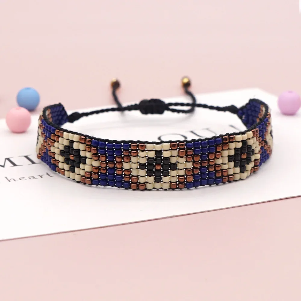 Rice Bead Bracelet  Hand knitting  Retro  Bohemia  Beading  Simple  ripple  Jigsaw puzzle  geometry  Adjustable Bracelet