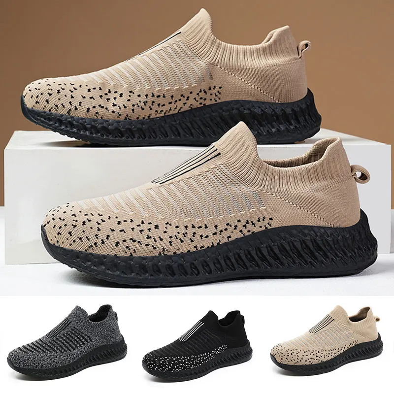 

Men Sneakers Low Top Casual Shoes Outdoor Breathable Travel Shoes Lace Up Summer Mesh Sock Shoes Plus Size 39-45