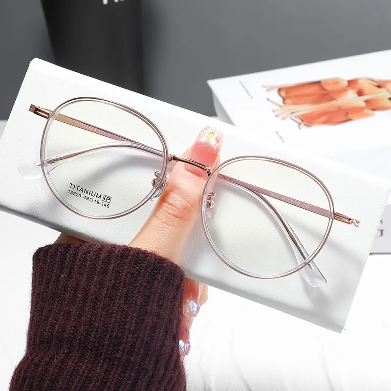 

TFTB Men and Women Retro Round Titanium Alloy Glasses ultra-light Flexible Framework Fashion Wide-rimmed Design Eyeglasses Frame
