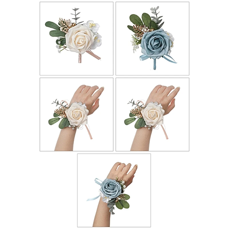 Elegant Wedding Boutonniere Bridal Wrist Corsage for Weddings and Parties Groomsmen Boutonniere Wedding Accessories