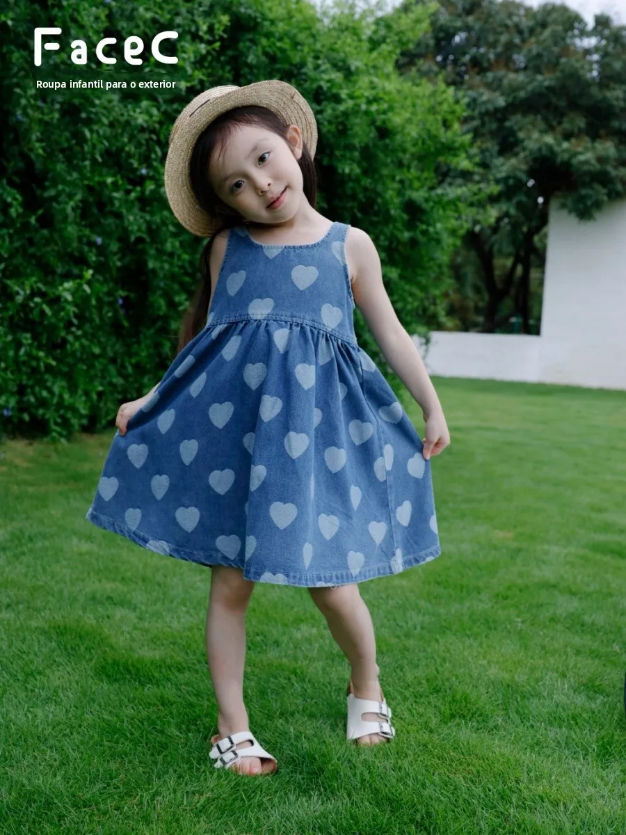 camping-style-girls'-denim-vest-dress-printed-heart-children's-outdoor-casual-cotton-skirt-lightweight-summer-dress