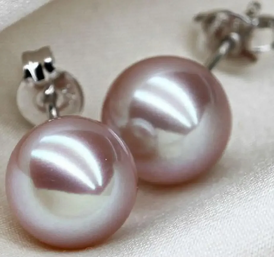 Jewelry  elegant pair of AAA10-11mm south sea lavender pearl earring