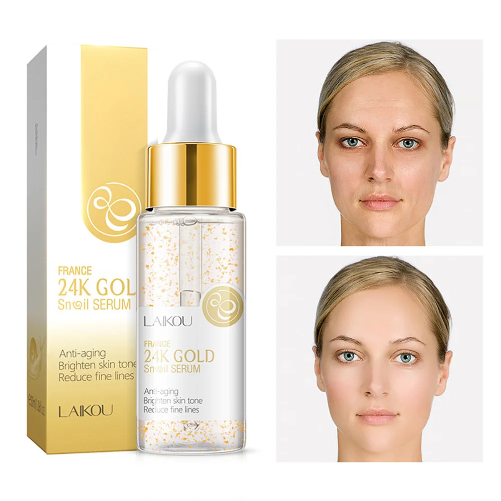 

LAIKOU 24k Snail Essence 30ml – Potent Anti Aging Repair Deep Hydration Lock Moisture Fine Lines Smoother Elasticity Firming